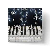 Piano Christmas Snowflake Keyboard Pinback Buttons