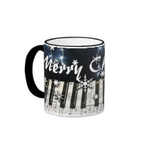 Piano Christmas Snowflake Keyboard Mug