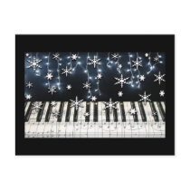 Piano Christmas Snowflake Keyboard Post Card