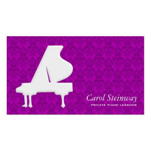 Piano Damask Business Card Template (front side)