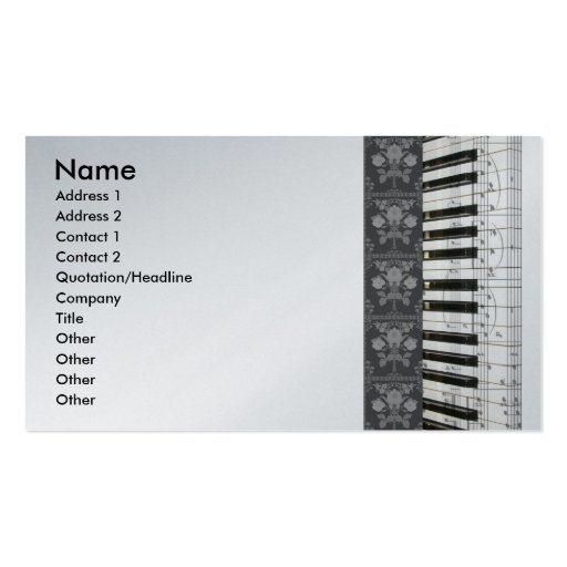 Piano Flowers Keyboard Business Cards (front side)