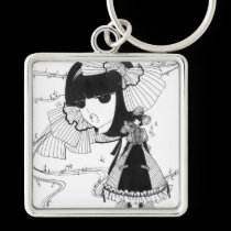 Piano Girl Keychain keychains
