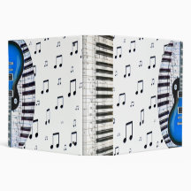 Piano Keyboard and Blue Electric Guitar Binders