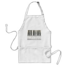 Piano Keyboard and Music Notes Aprons