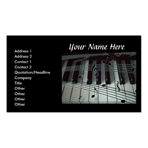 Piano Keyboard and Music Notes Business Card