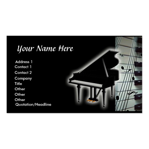 Piano Keyboard and Music Notes Business Card (front side)