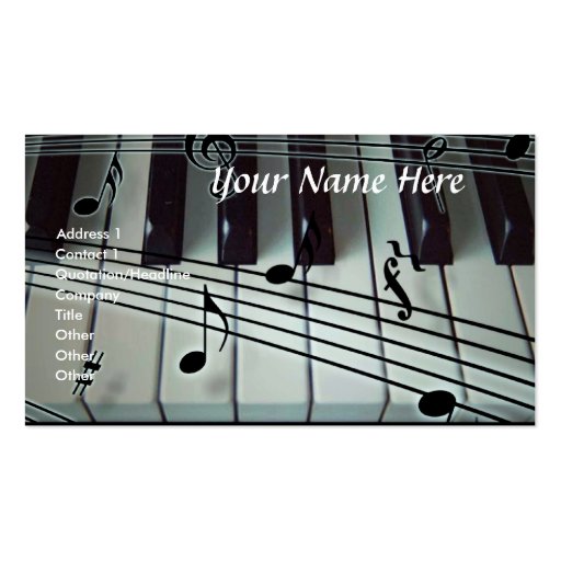 Piano Keyboard and Music Notes Business Card (front side)
