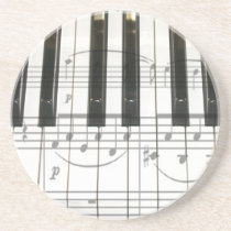 Piano Keyboard and Music Notes Drink Coasters