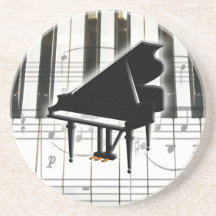 Piano Keyboard and Music Notes Drink Coaster