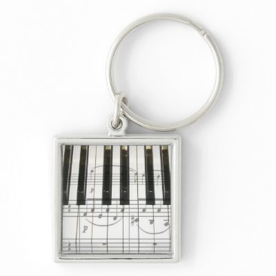 Piano Keyboard and Music Notes keychains