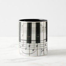 Piano Keyboard and Music Notes Mug