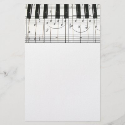 Piano Keyboard and Music Notes stationery