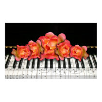 Piano Keyboard and Roses posters