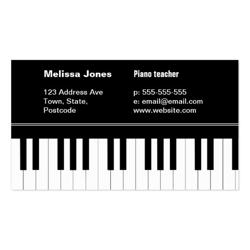 Piano keyboard business card (front side)