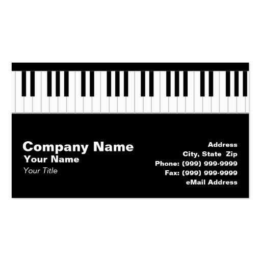 Piano Keyboard Business Card Templates (front side)
