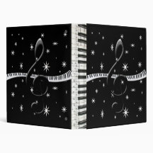 Piano Keyboard & G-Clef 3 Ring Binder