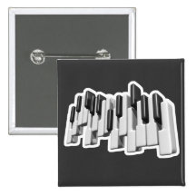 piano keyboard keys design pinback button