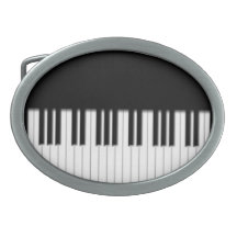 Piano Keyboard Keys Oval Belt Buckle