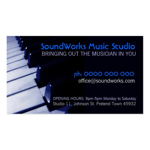 Piano Keyboard Music Business card (front side)