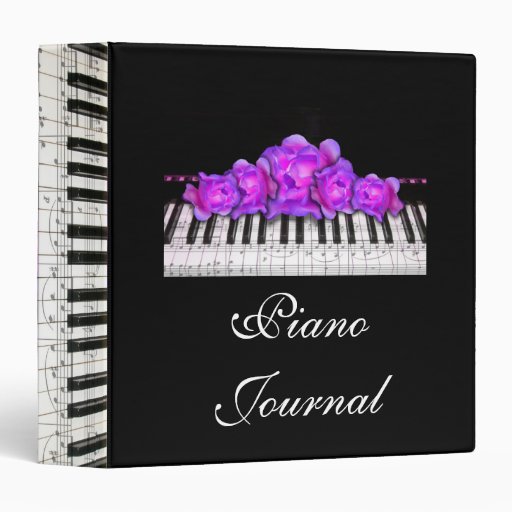 Piano Keyboard Purple Roses Music Notes Binder Zazzle