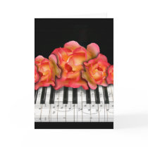 Piano Keyboard Roses and Music Notes cards