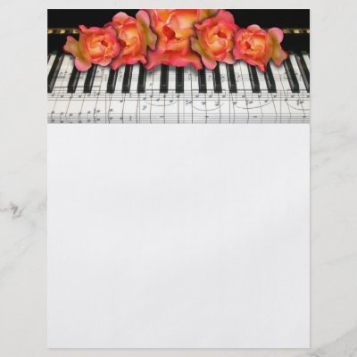 Piano Keyboard Roses and Music Notes flyers