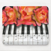 Piano Keyboard Roses and Music Notes mousepads