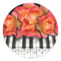 Piano Keyboard Roses and Music Notes sticker