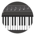 Piano Keyboard Round Stickers