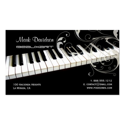 Piano Keyboard+swirls/teacher/tuner business cards (back side)