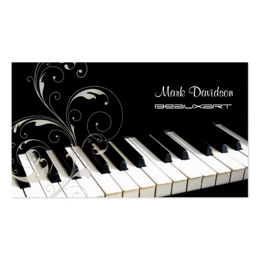 Piano Keyboard+swirls/teacher/tuner business cards (front side)