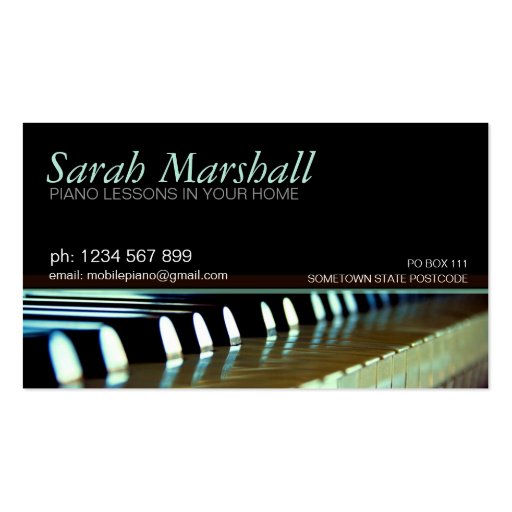 Piano Keyboards Music Teacher Business card (front side)