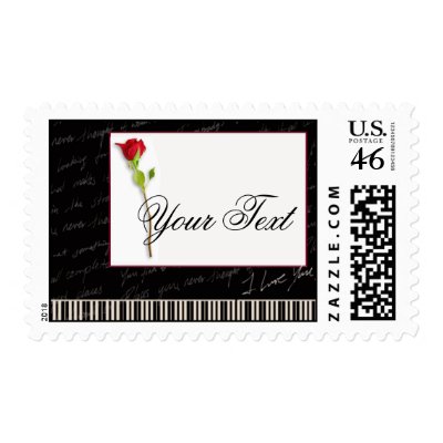 Piano keys and a rose stamps