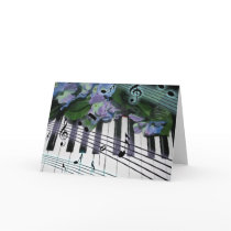 Piano Keys and Flowers cards