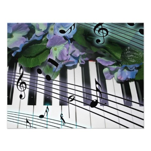 Piano Keys and Flowers Custom Invite