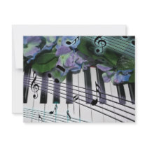Piano Keys and Flowers Custom Invite