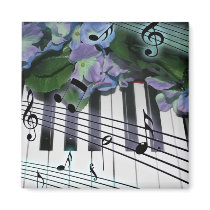 Piano Keys and Flowers magnets