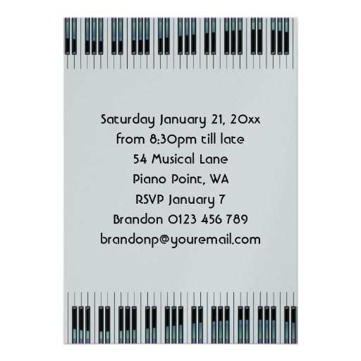 Piano Keys and Gold Music metallic Invitations