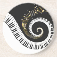 Piano Keys and Gold Music Notes Coaster