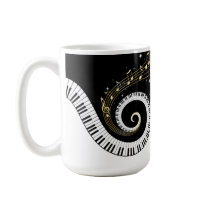 Piano Keys and Gold Music Notes Coffee Mug
