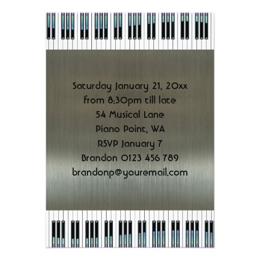 Piano Keys and Gold Music Notes Invitations