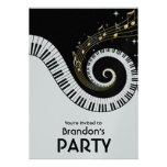Piano Keys and Gold Music Notes Invitations