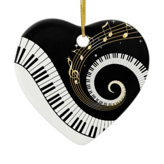 Piano Keys and Gold Music Notes Ornament ornament