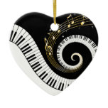 Piano Keys and Gold Music Notes Ornament