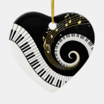 Piano Keys and Gold Music Notes Ornament