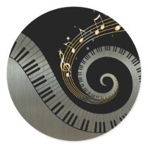 Piano Keys and Gold Music Notes silver Stickers