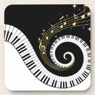 Piano Keys and Gold Music Notes Stickers Drink Coaster