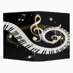 Piano Keys and Golden Music Notes Binders