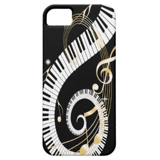 Piano Keys and Golden Music Notes iphone5 iPhone 5 Cover