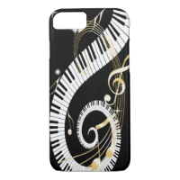 Piano Keys and Golden Music Notes iPhone 7 Case